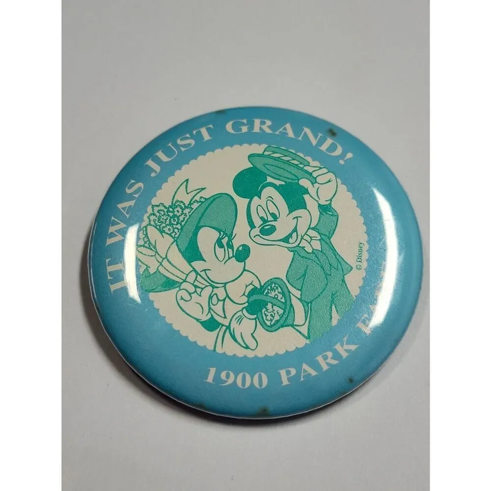 PIN BUTTON - Disney World - Mickey & Minnie - It Was Just Grand - 1900 Park Fair